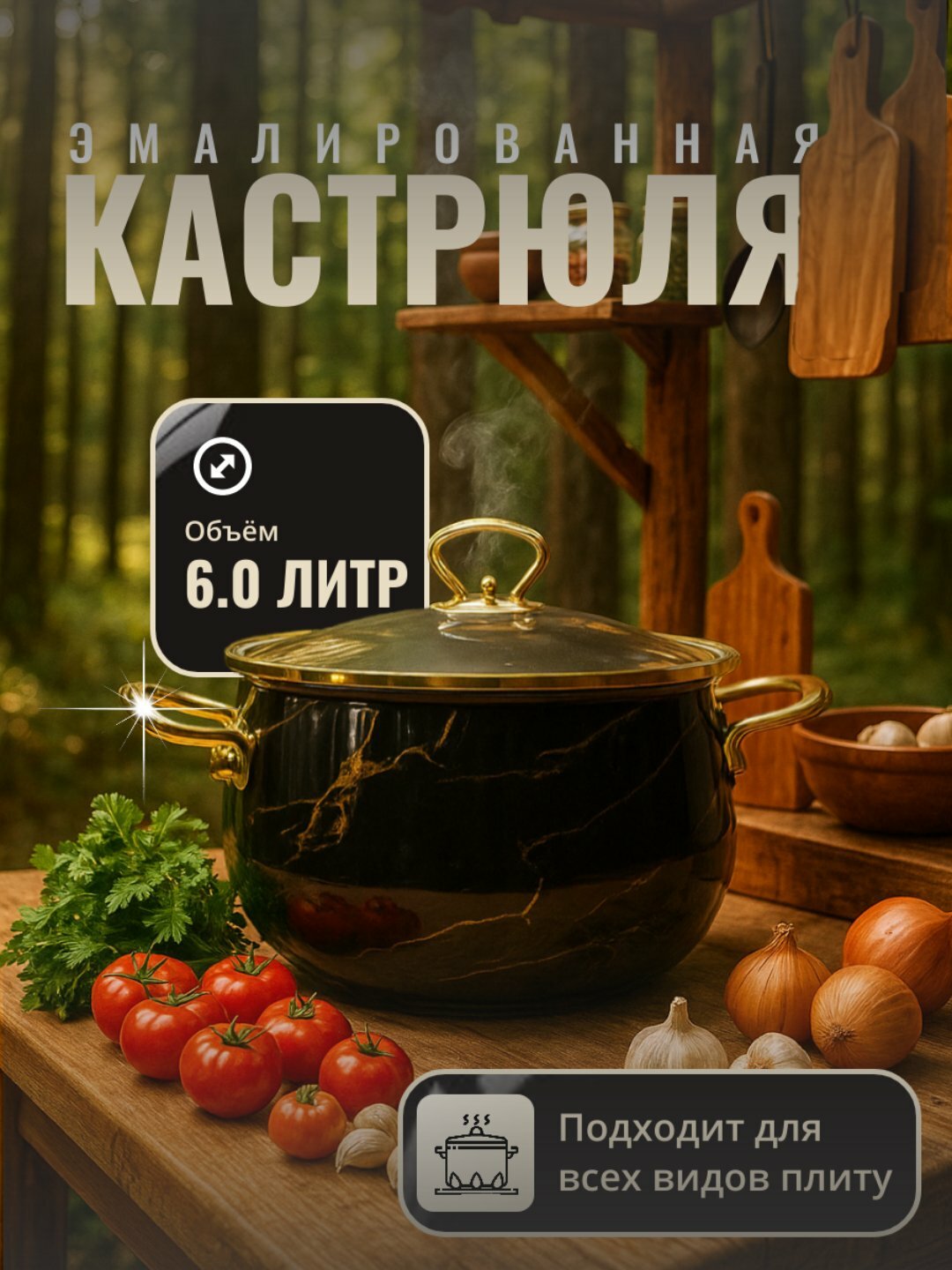 Кастрюля эмалированная,"CULICHEF" 18 * 11.5 cм - 2.0 л, 28 * 17 cм - 8.0 л