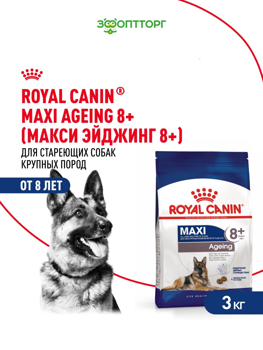 Сухой корм Royal Canin Maxi Ageing 8+ для собак старше 8 лет крупных пород Птица, 3 кг.