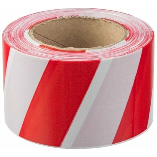Лента оградительная сигнальная 50мм х 150м красно белая сигнальная лента высокопрочная 1шт 339₽