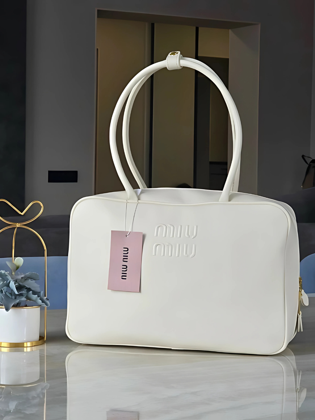 Сумка сэтчел  MIU MIU 9906, фактура гладкая, черный