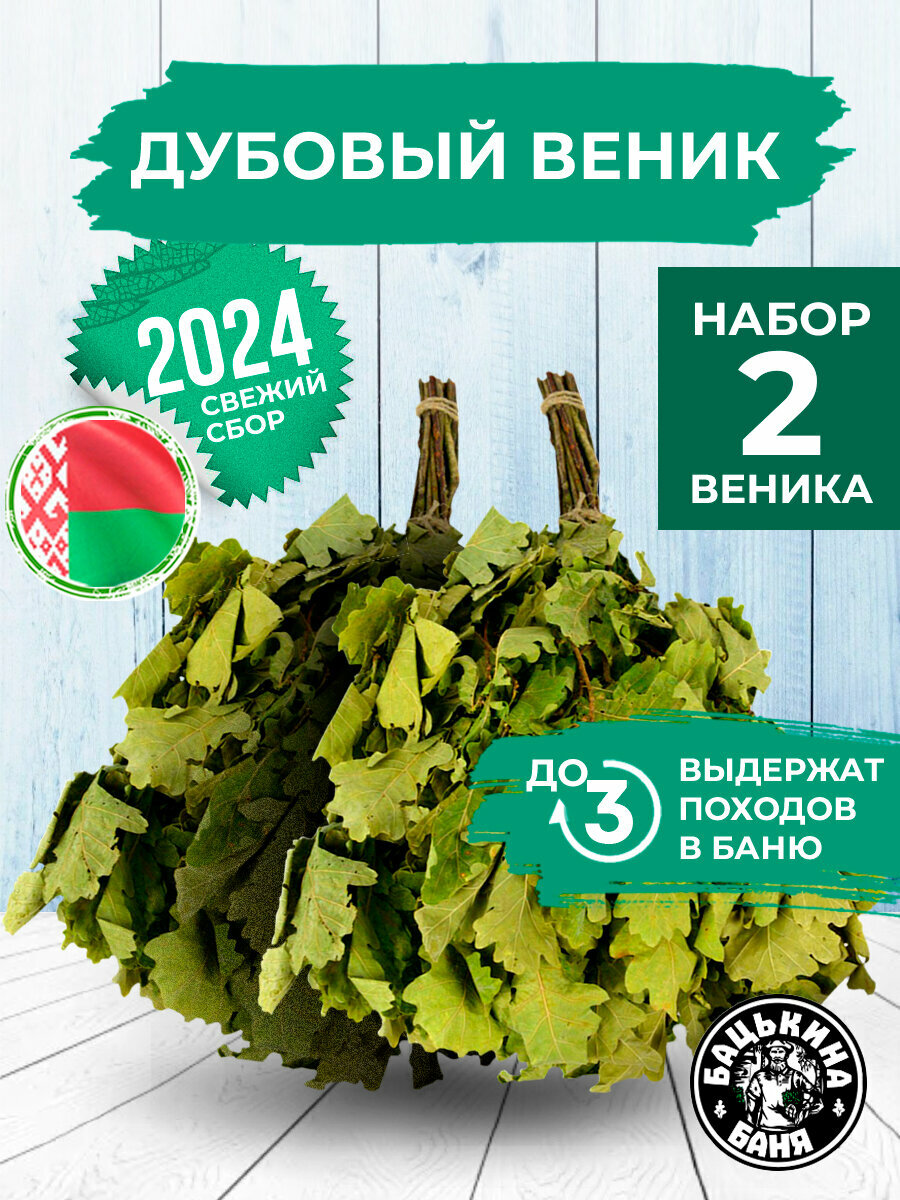 Веник для бани и сауны дубовый набор 2 шт. Свежий сбор богат эфирными маслами
