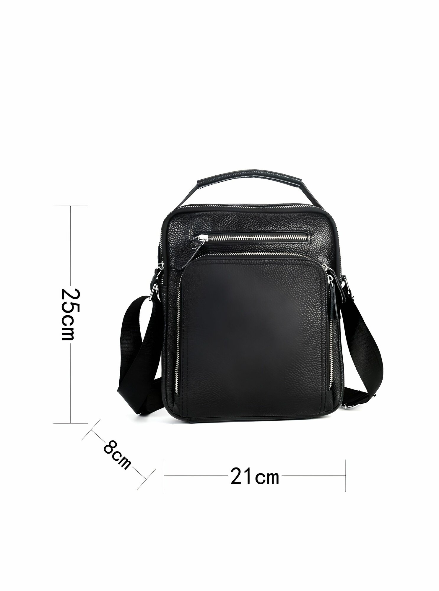 Сумка мессенджер КожаноFF, фактура зернистая, черный графит — фото 1