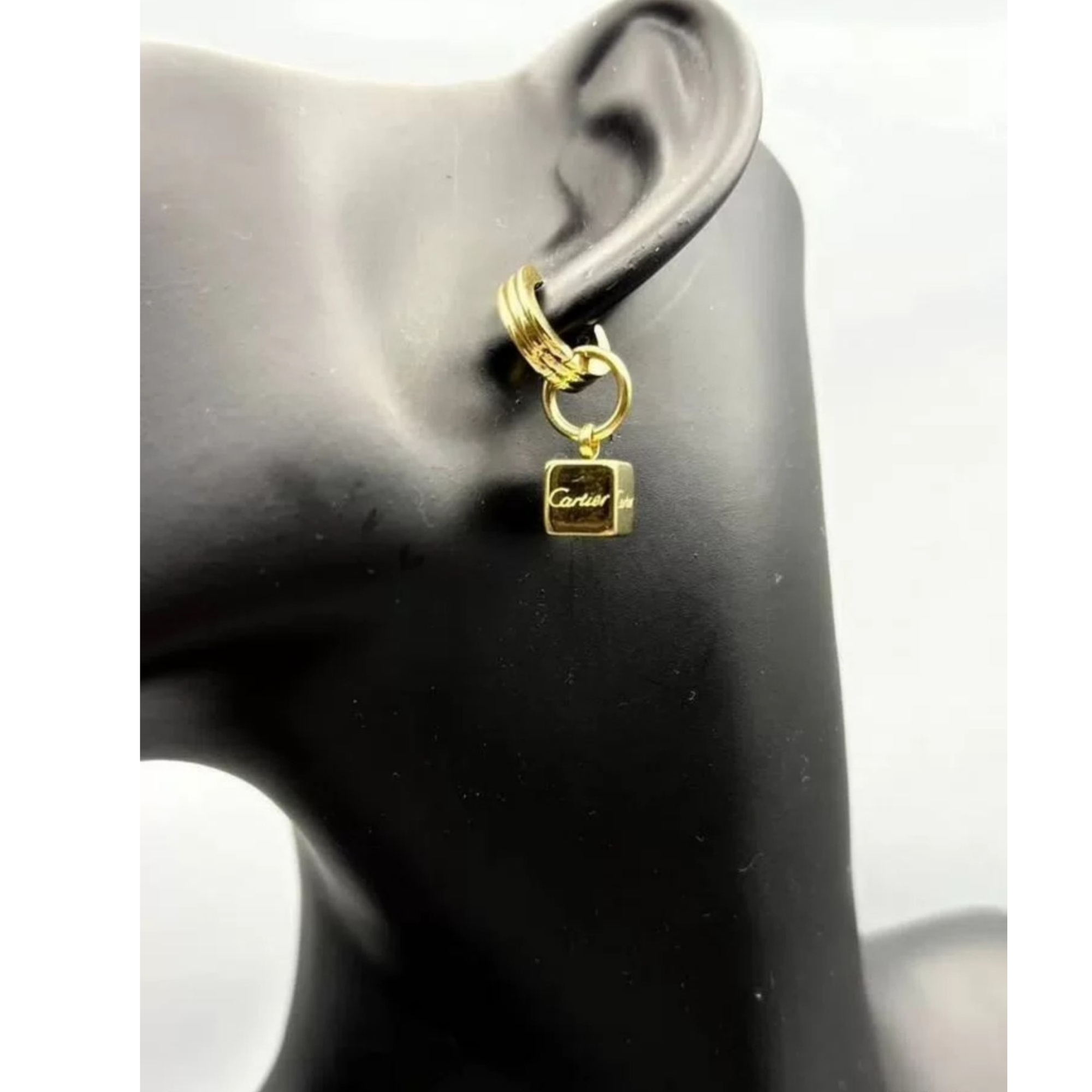 Моносерьга, азурит, FJ1129ETU золотистый/серебристый — фото 1