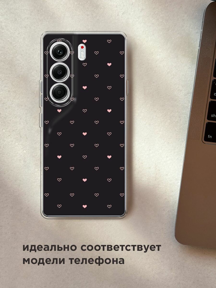 Чехол на Tecno Camon 40 Pro 5G / Текно Камон 40 Про 5G с принтом "Черный фон и сердечки" — фото 1