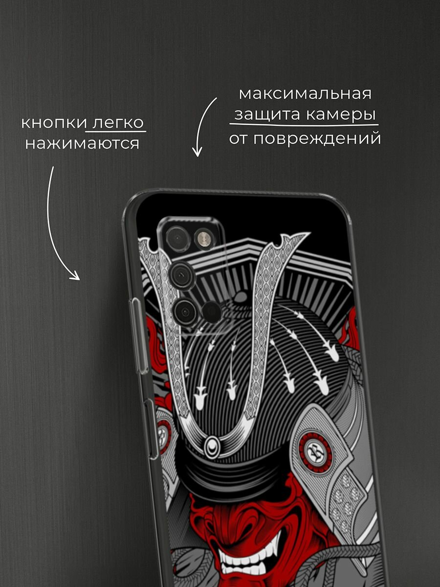 Чехол на Samsung Galaxy A03S / Самсунг Галакси A03S с принтом "Красная маска самурая" — фото 1