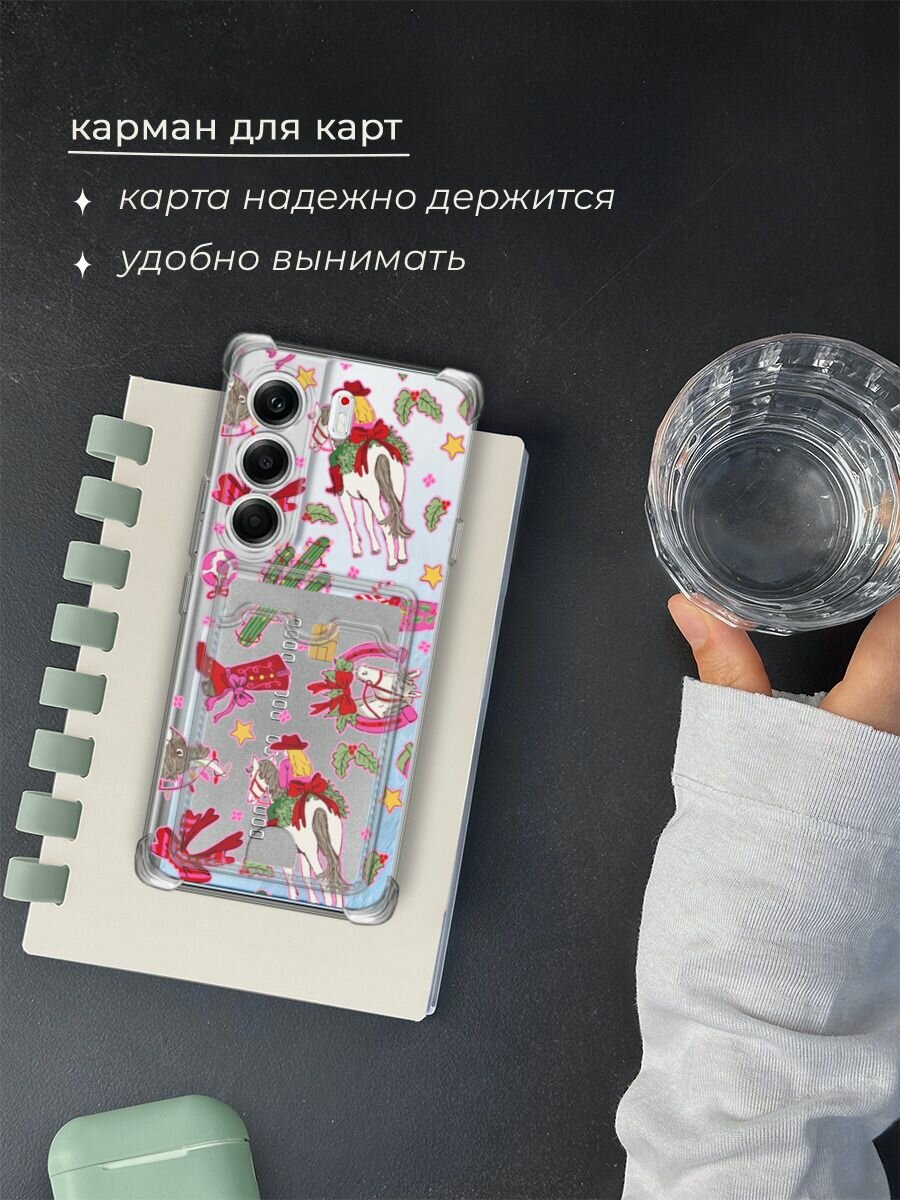 Чехол на Tecno Camon 40 Pro (Текно Камон 40 Про) с картой и принтом "Кактус с гирляндой 2" — фото 1