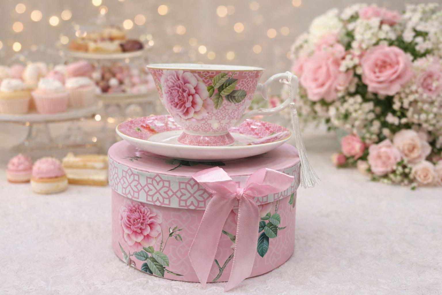 Фарфоровая кружка с ручкой MGeezz и блюдце, красиво упакованный подарочный набор для чая и кофе