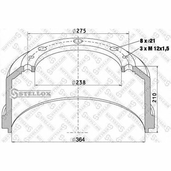 Тормозной барабан, STELLOX 85-00007-SX (1 шт.)