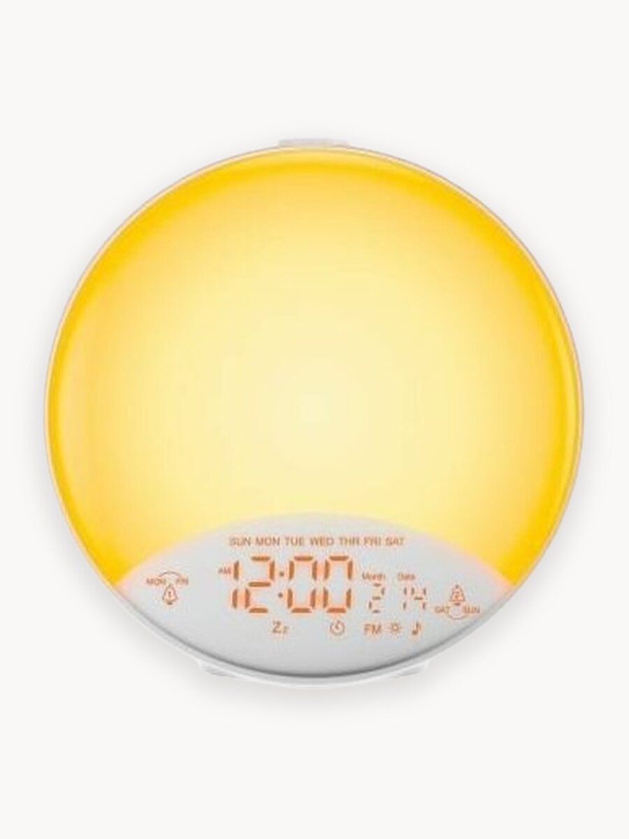 Лампа-будильник Hodel Smart, белый, 10 цветов, 2 USB-порта, автономная работа, подсветка