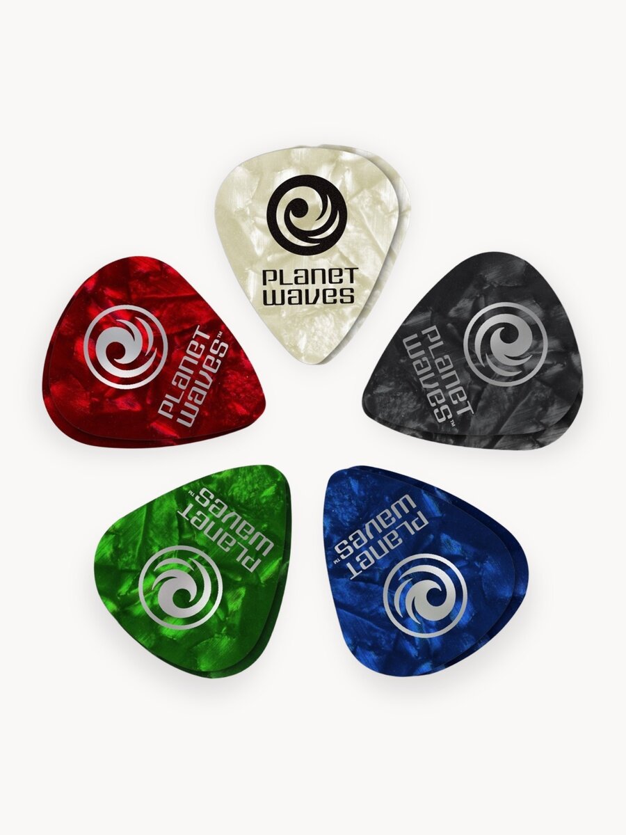 PLANET WAVES / США PLANET WAVES 1CAP4-10 Assorted Pearl Celluloid Medium комплект из 10-ти медиаторов, средние, разноцветные перламутровые