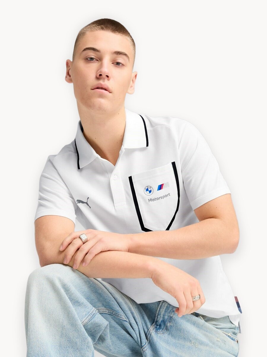 Поло PUMA BMW MMS, размер XL, белый