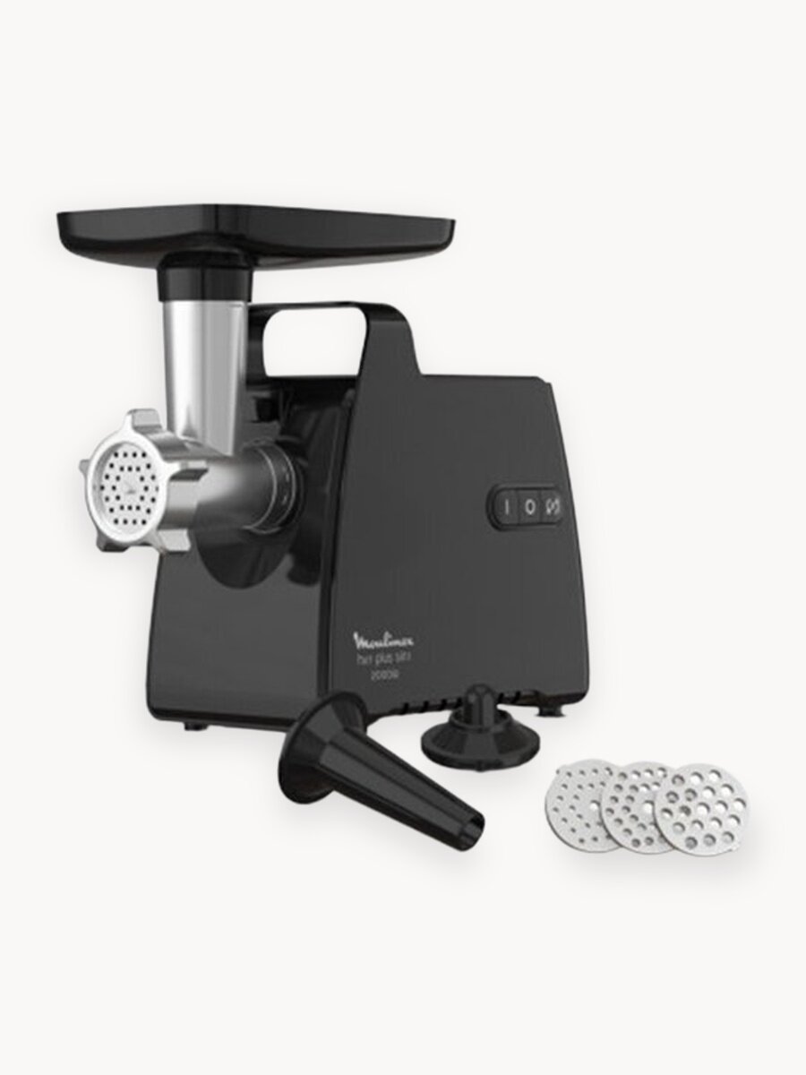 Мясорубка Moulinex ME552810, 2000 Вт, 2.8 кг/мин, 5 насадок, черный