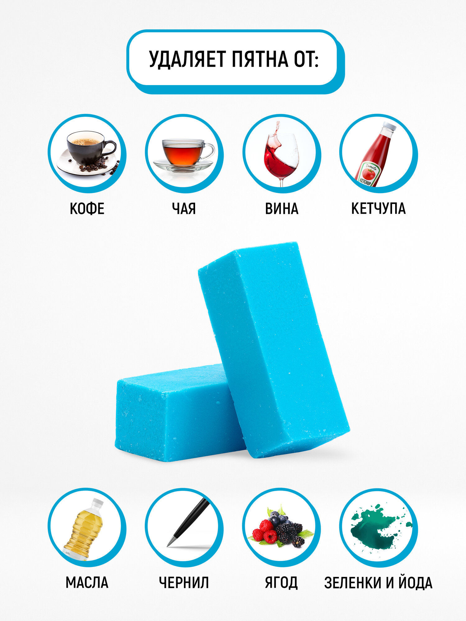 NAGARA Blue Стик против пятен / Карандаш пятновыводитель, отбеливатель для одежды и обуви (Япония) - 2 шт — фото 1