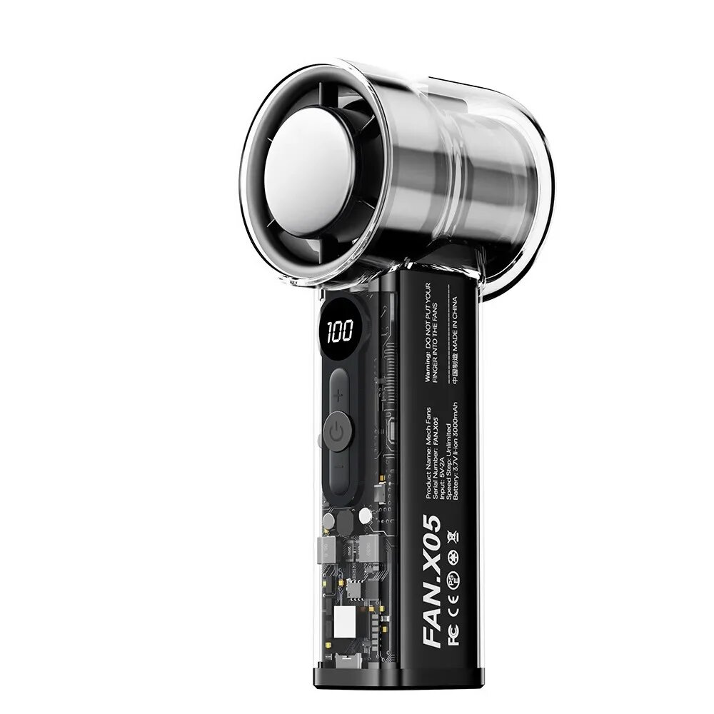 Xiaomi Transparent Mecha Style Мини-вентилятор, Black