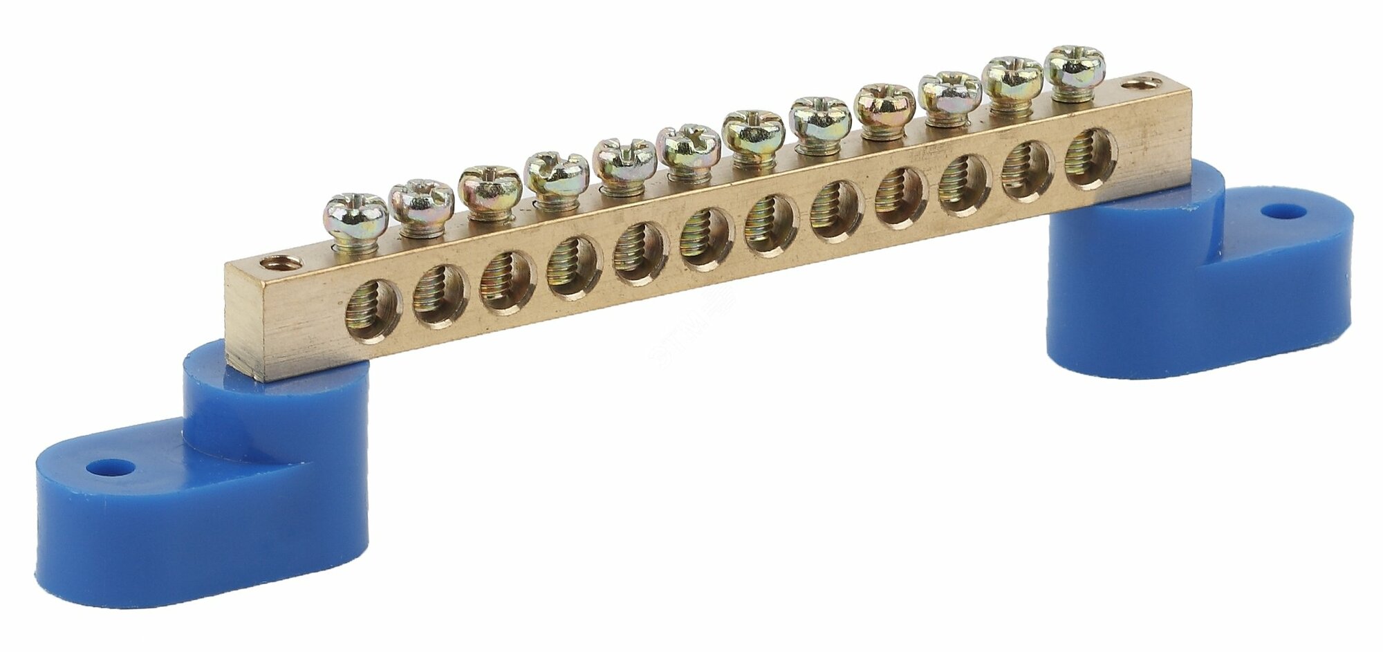 Шина нулевая АБК-Сила 10/2 латунь номинальный ток 100А на изоляторах