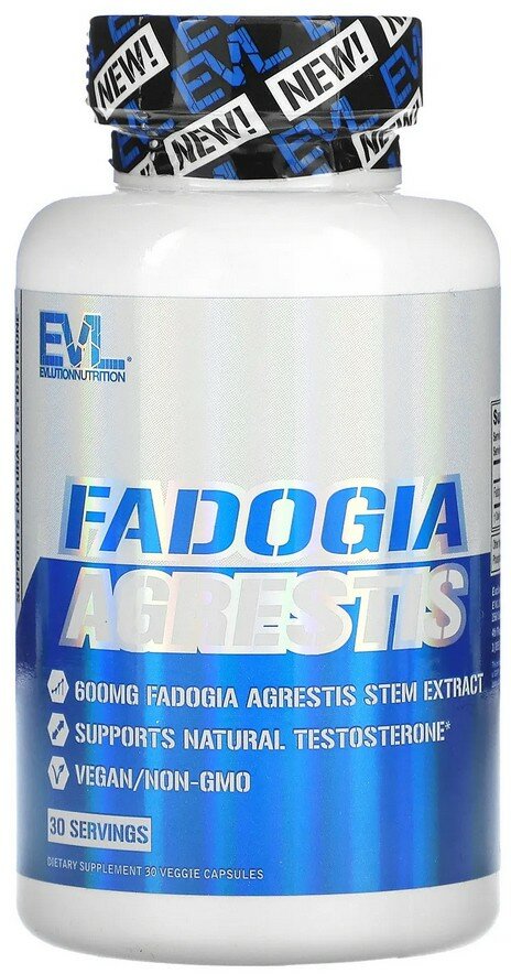 Изображение EVLution Nutrition, Fadogia Agrestis, бустер тестостерона, 30 капсул