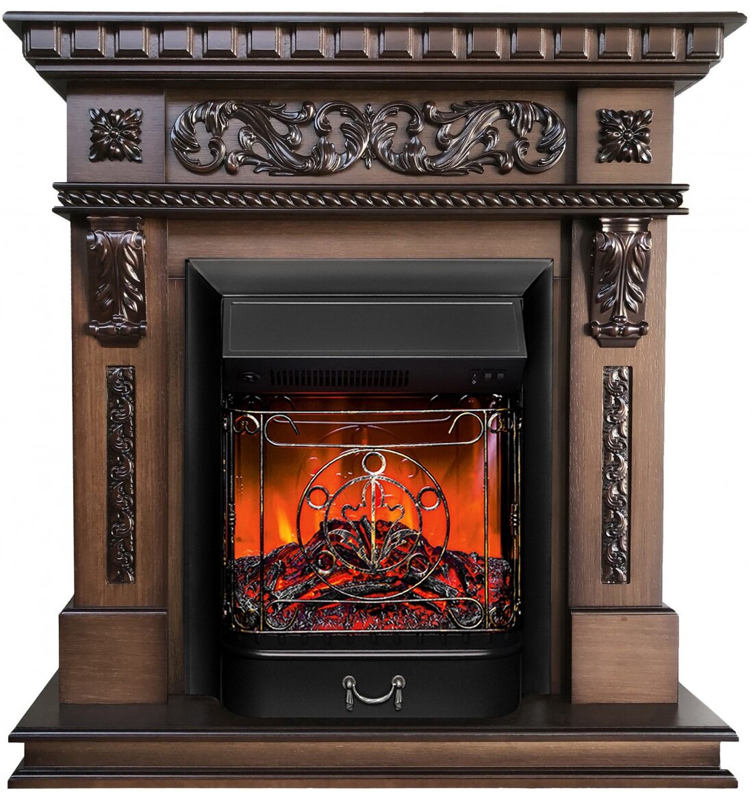 Электрокамин Florence с очагом Majestic Lux Black обогрев звуковые эффекты (камин электрический)