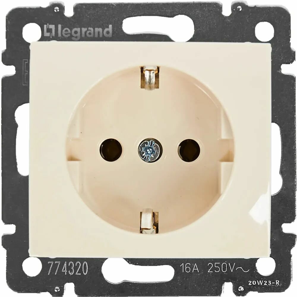Розетка одинарная с заземлением Слоновая кость Legrand Valena 774320
