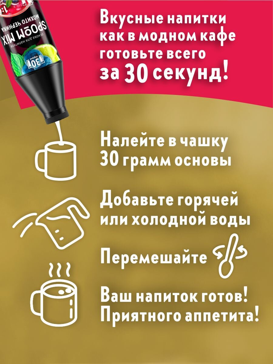 Основа для напитков SPOOM MIX Мохито черника, бутылка 1 кг — фото 1