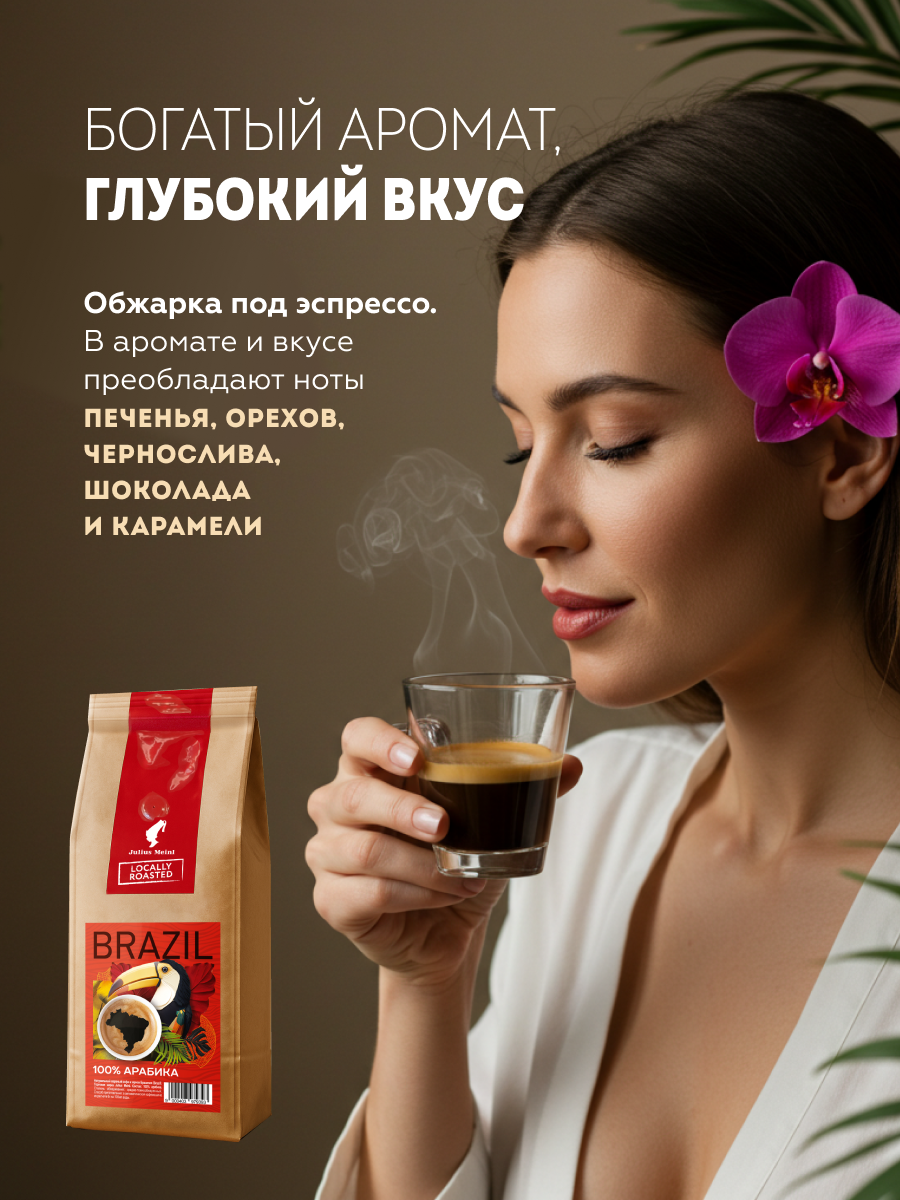 Кофе Julius Meinl "Бразилия", арабика 100%, 1 кг, средняя обжарка — фото 1