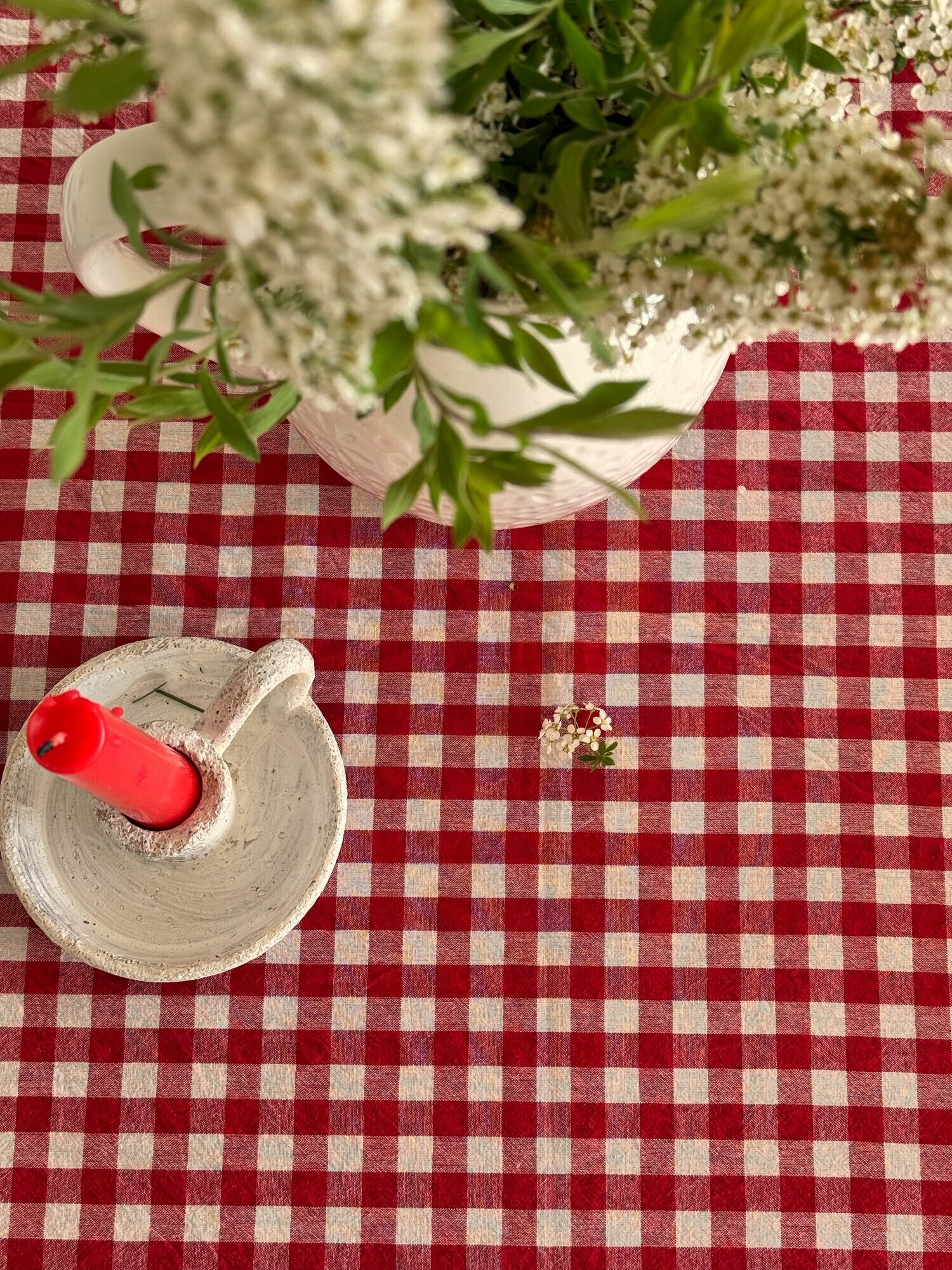 Скатерть СУНДУК, хлопковая, на стол, прямоугольная, в клетку, вареный хлопок, итальянский стиль, красная, 120*150 см — фото 1