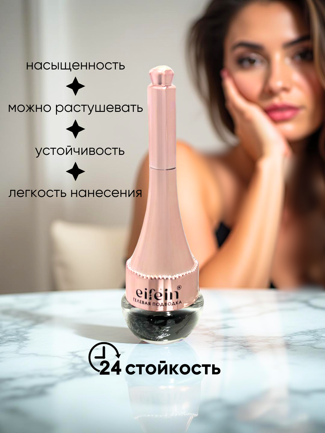 Гель подводка контур для глаз и бровей, век, черный, матовый, водостойкий лайнер, устойчив — фото 1