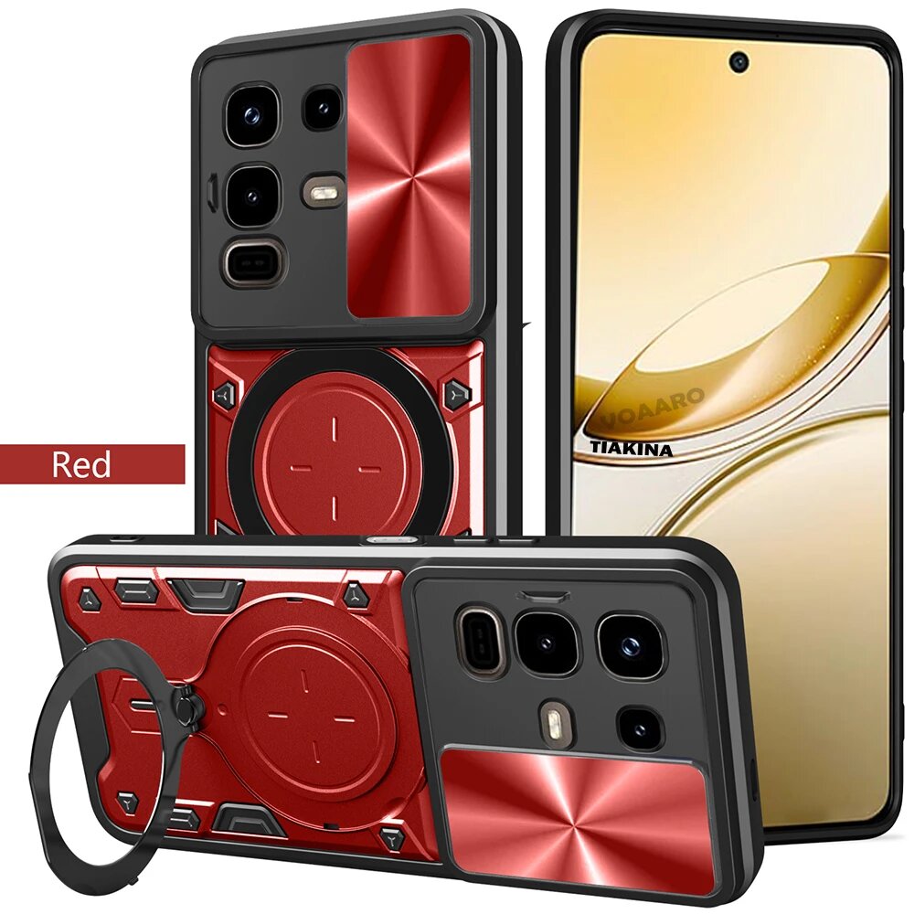 Чехол Slide Lens Armor Funda для Infinix Note 50X 5G для Красный, Красный, Infinix Note 50X 5G