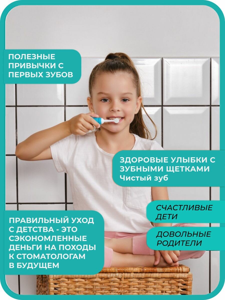 Картинки Зубная щетка детская 0+ чистый ЗУБ TEDDY ультра мягкая - 10000 щетинок, с ручкой в виде мишки, тедди Грин