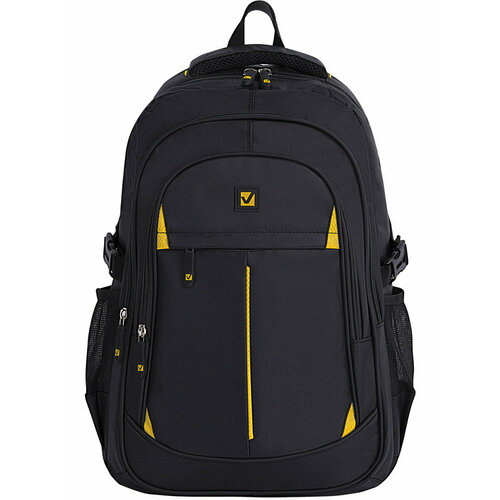 Рюкзак женский мужской, школьный спортивный городской, для подростка черный, 3 отделения, 45х28х18 см, Brauberg Titanium, 224385