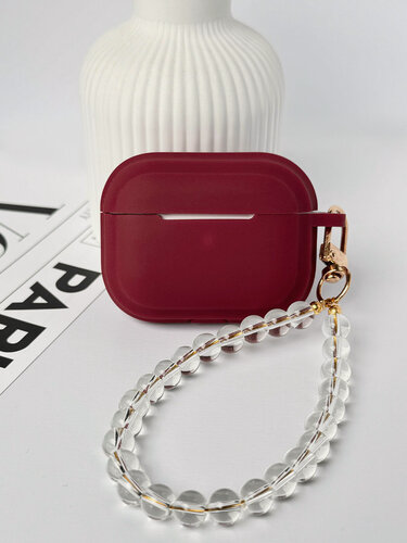 Изображение товара Чехол для наушников AirPods Pro2 (Аирподс Про 2 ) силиконовый с брелком, винный