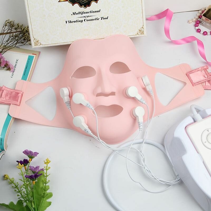 Светодиодный цветной фотон и ультразвуковая косметическая маска для лица, электронное омоложение кожи EMS, вибрационный массаж 0em