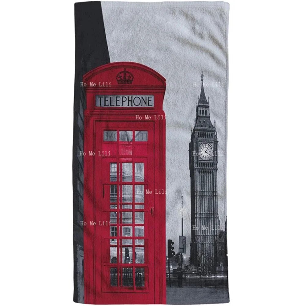 London Big Ben And Old Red Phonebox Полотенца из микрофибры, 94x188cm
