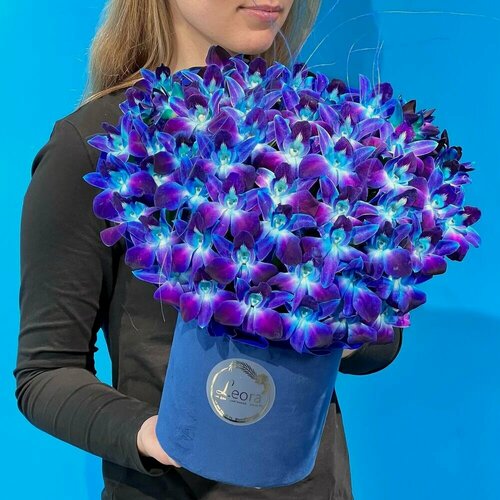 Изображение товара Цветы в коробке. Орхидеи Космос. Композиция N609. Leora Flowers дом цветочной моды