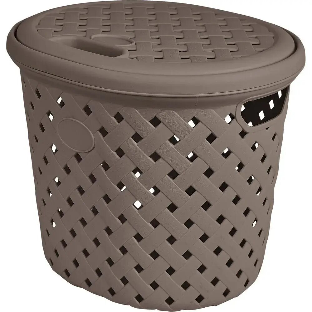 Корзина для белья 14л пластик под ротанг 32.5х28 см цвет шоколадный мокко