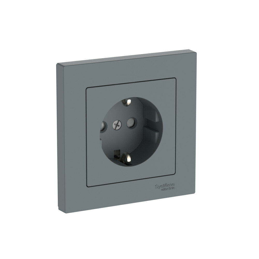 Systeme Electric AtlasDesign Грифель Розетка с заземлением со шторками, 16А, в сборе, быстрозажимные клеммы, ATN000744S