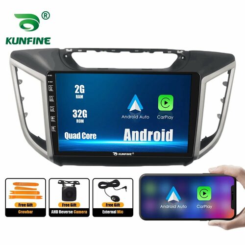 10,33-дюймовый автомобильный радиоприемник для Hyundai CRETA IX25 14-21 2Din Android, восьмиядерный автомобильный стерео DVD, GPS-навигатор, плеер, экран QLED, E 2G 32G CP-AA-FAN