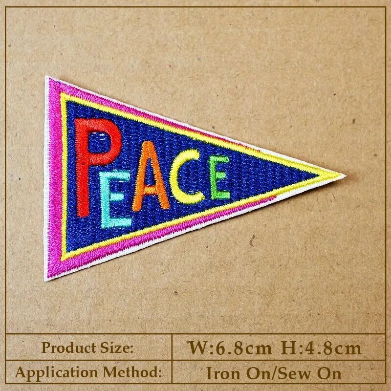 Нашивка PEACE, 6.8x4.8 см, Цвет: 5, Iron On/Sew On
