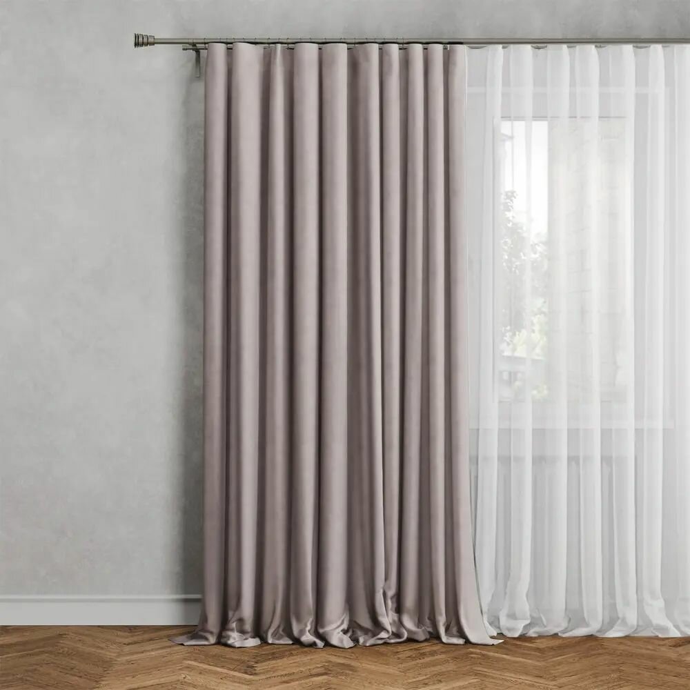 Штора на ленте 200x260 см цвет светло-серый