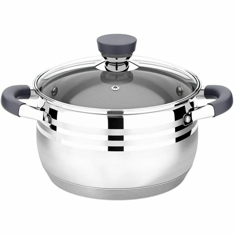 Кастрюля LARA (нерж) MERCURY 22см, 4.9л, индукц. дно, жароп. крышка LR02-473