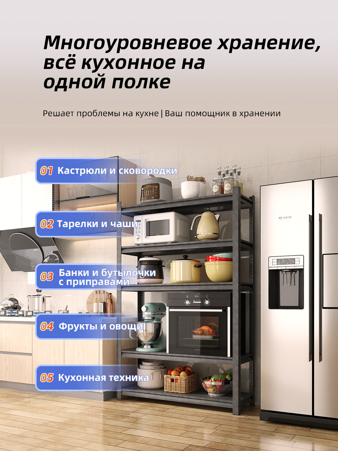 Складские стеллажи, полки для хранения, многоярусные — фото 1