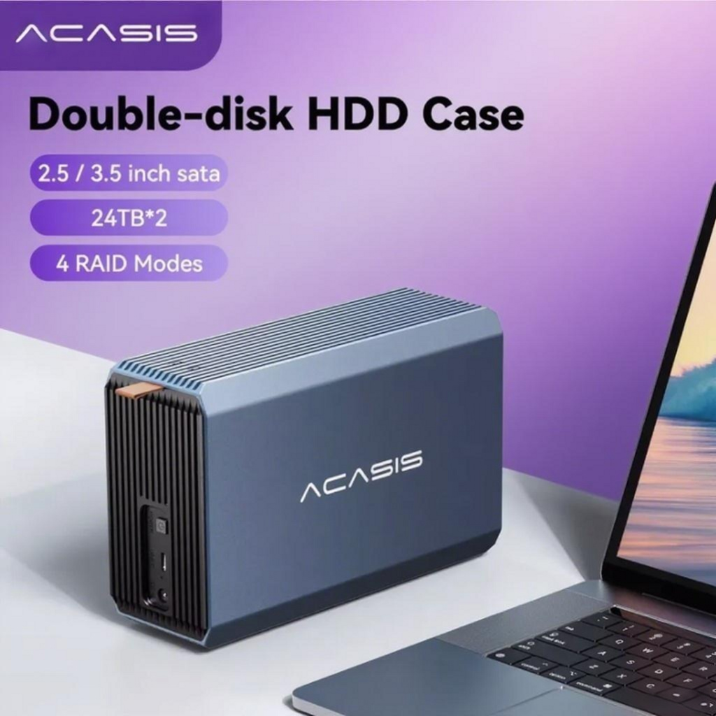 Внешний RAID-корпус ACASIS EC-7352, алюминиевый сплав, 48TB, 2 отсеки, серый
