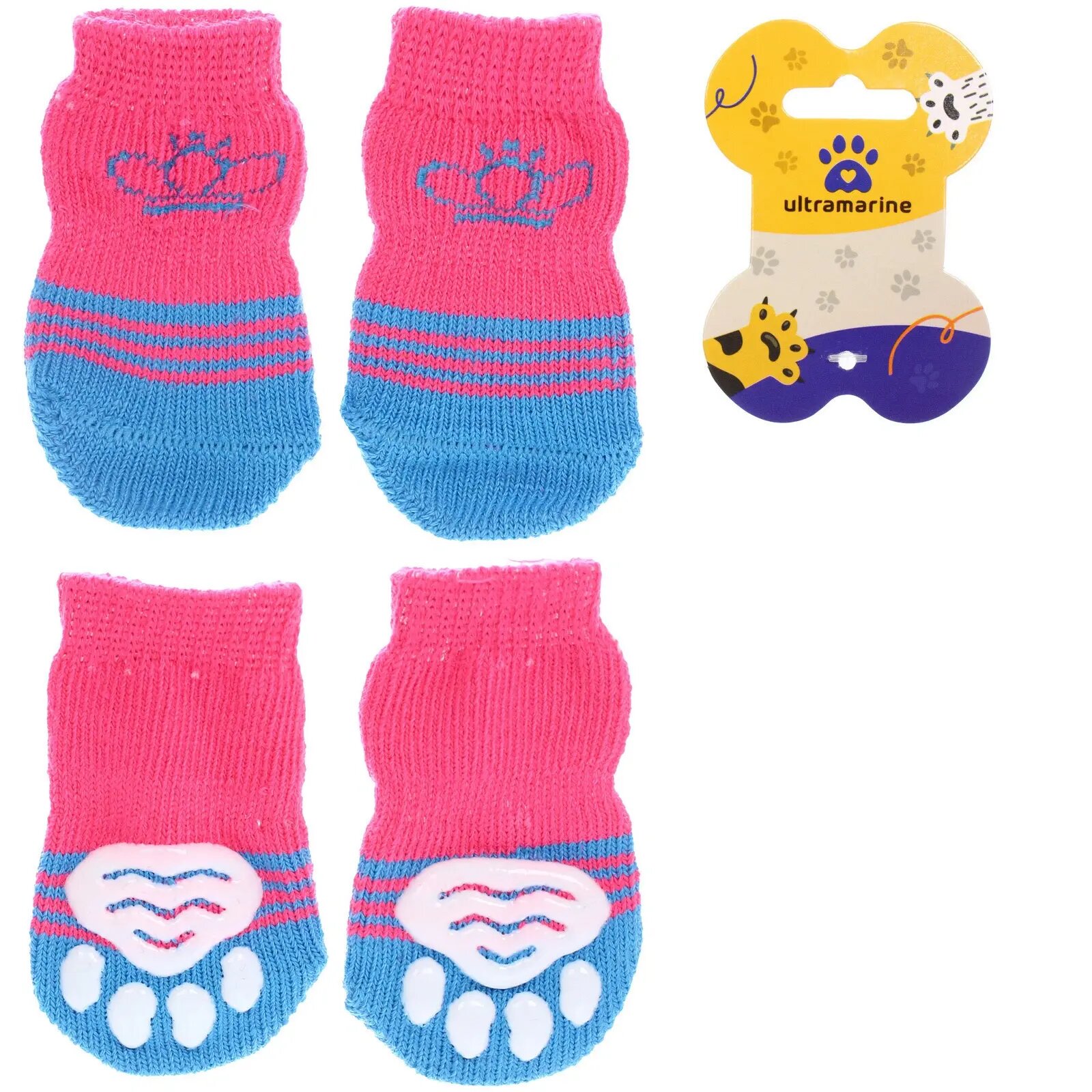 Носочки для животных «LAPUSIK», королева, розовые, размер L, 3,5см, удобные