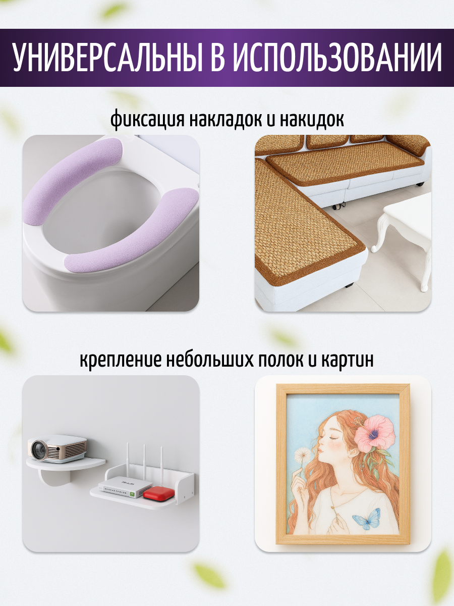 Фиксаторы для ковра DRAKON IRG противоскользящий фиксатор под ковер, липучка для ковра, 8 штук — фото 1