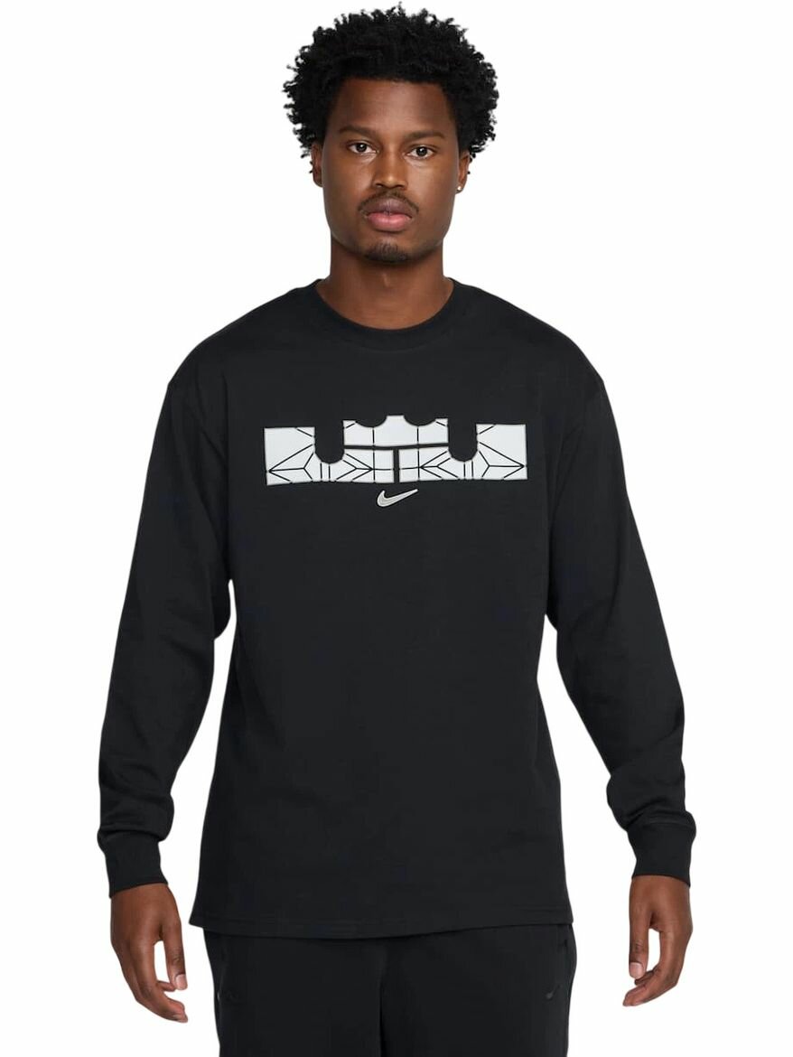 Лонгслив спортивный NIKE LeBron Max90 Long-Sleeve Basketball T-Shirt, размер L INT, , черный