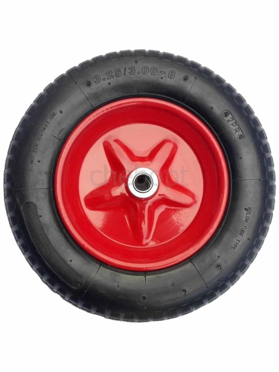 Колесо PR3001 размер 16*4,00-8 12/100мм диск сварной, красный звезда