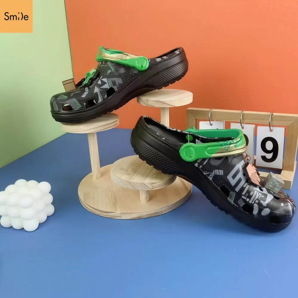 Сабо Crocs Minecraft, размер 37/38, черный/зеленый — фото 1