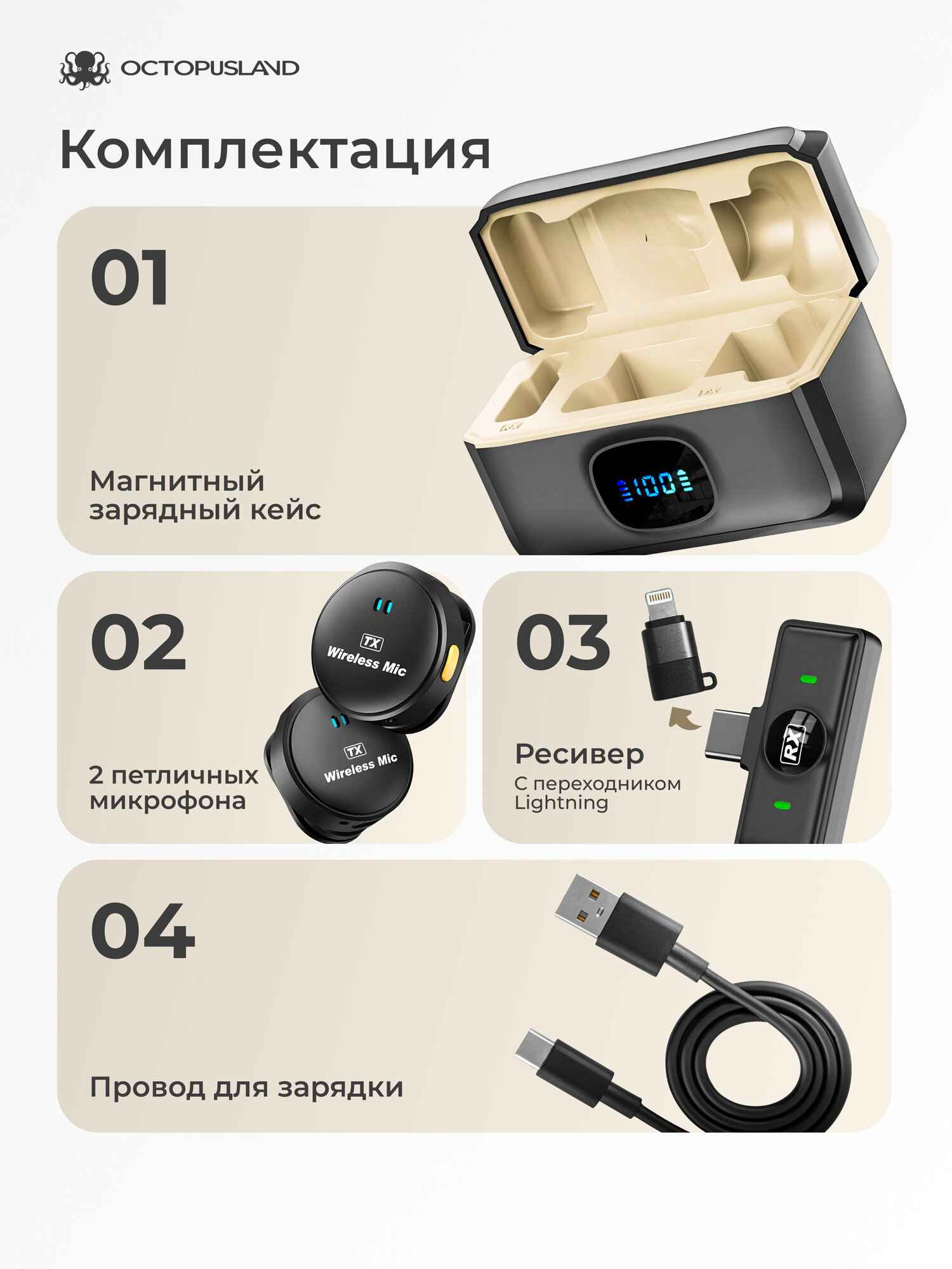 Петличный микрофон беспроводной, для iPhone/Android, шумоподавление, 2 шт. — фото 1