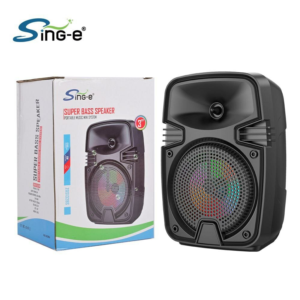 Колонка Sing-E "ZQS-1328S", портативная, беспроводная, Bluetooth, 8W, со световыми эффектами