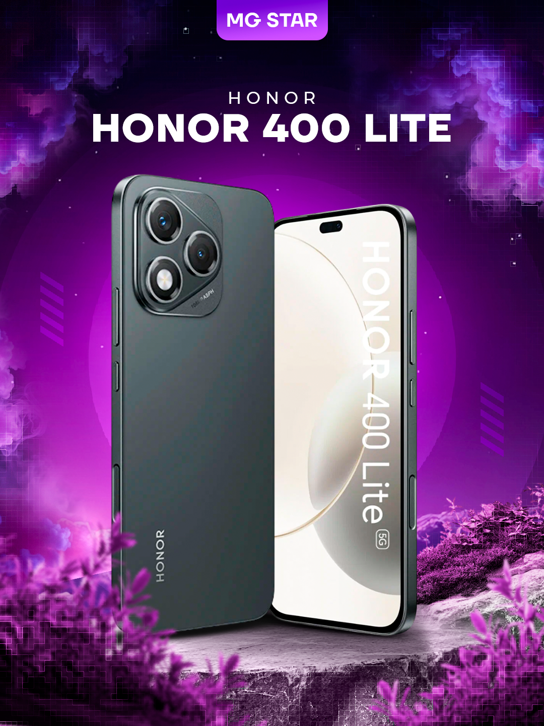 Смартфон Honor 400 Lite, 8GB/256GB, AMOLED 120Hz, IP65, защита от воды и пыли, цвет черный