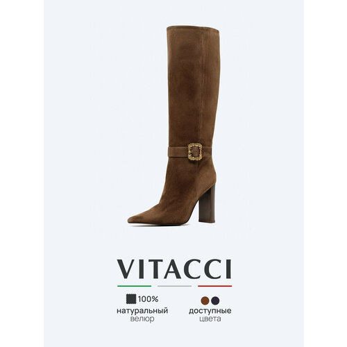 фото Сапоги vitacci, полнота 6 (ru)/ на среднюю стопу, размер 40, бежевый